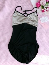 Chacott M Black Gold Camisole Leotard Ballet Dance Dress Standard