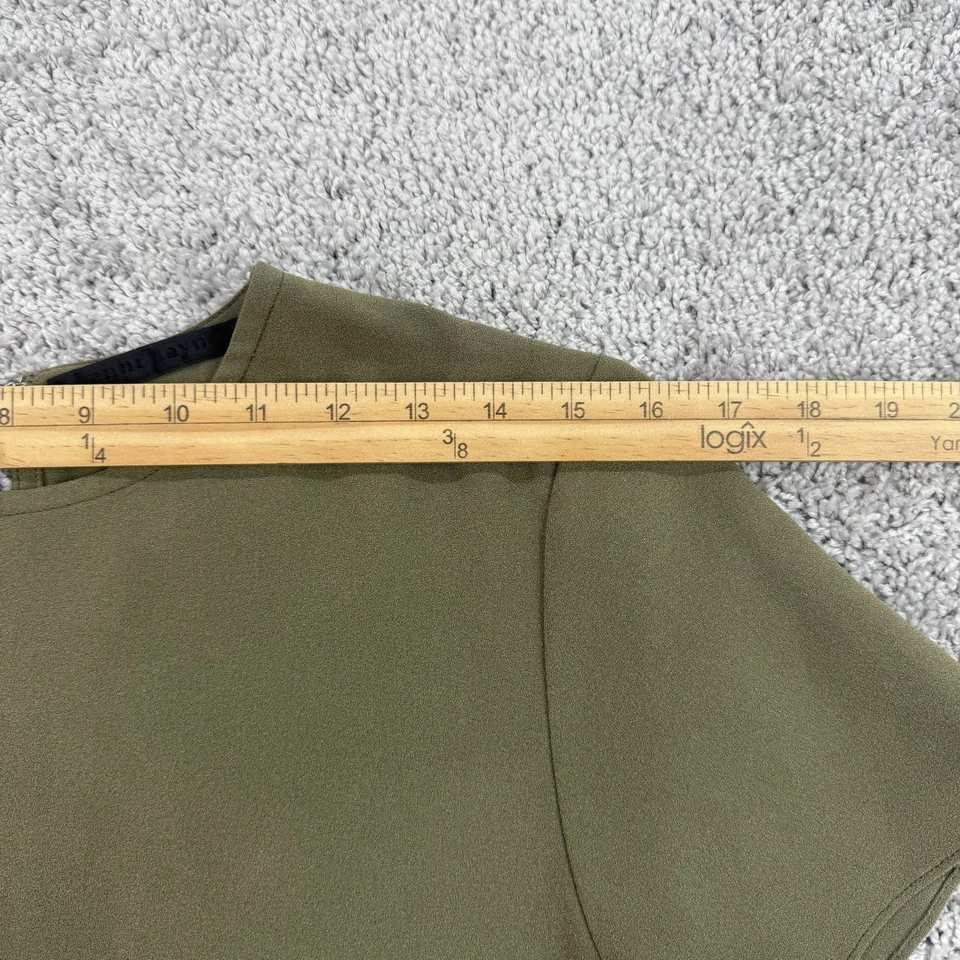 Jenni Kayne Top Women's M Olive Minimal Boxy Capsule Office Career Short Sleeve - Image 3 of 4