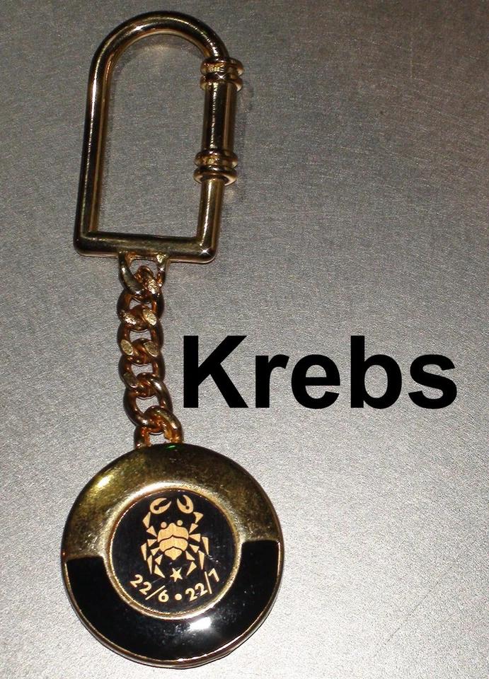 HIERZEGGER SCHLÜSSELANHÄNGER STERNZEICHEN KREBS Horoskop Geburtstag Cancer vergoldet