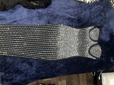 Long Black Sleeveless Rhinestone Bodycon Mesh Dress