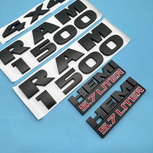 5PCS Set 3D Raised Emblem Letter Badge Fits for RAM 1500 HEMI 5.7LITER 4x4 Model - Picture 7 of 9