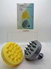 Heeta Scalp Massager Brush 2 Pk Silicone Dandruff Removal Waterproof Yellow Grey