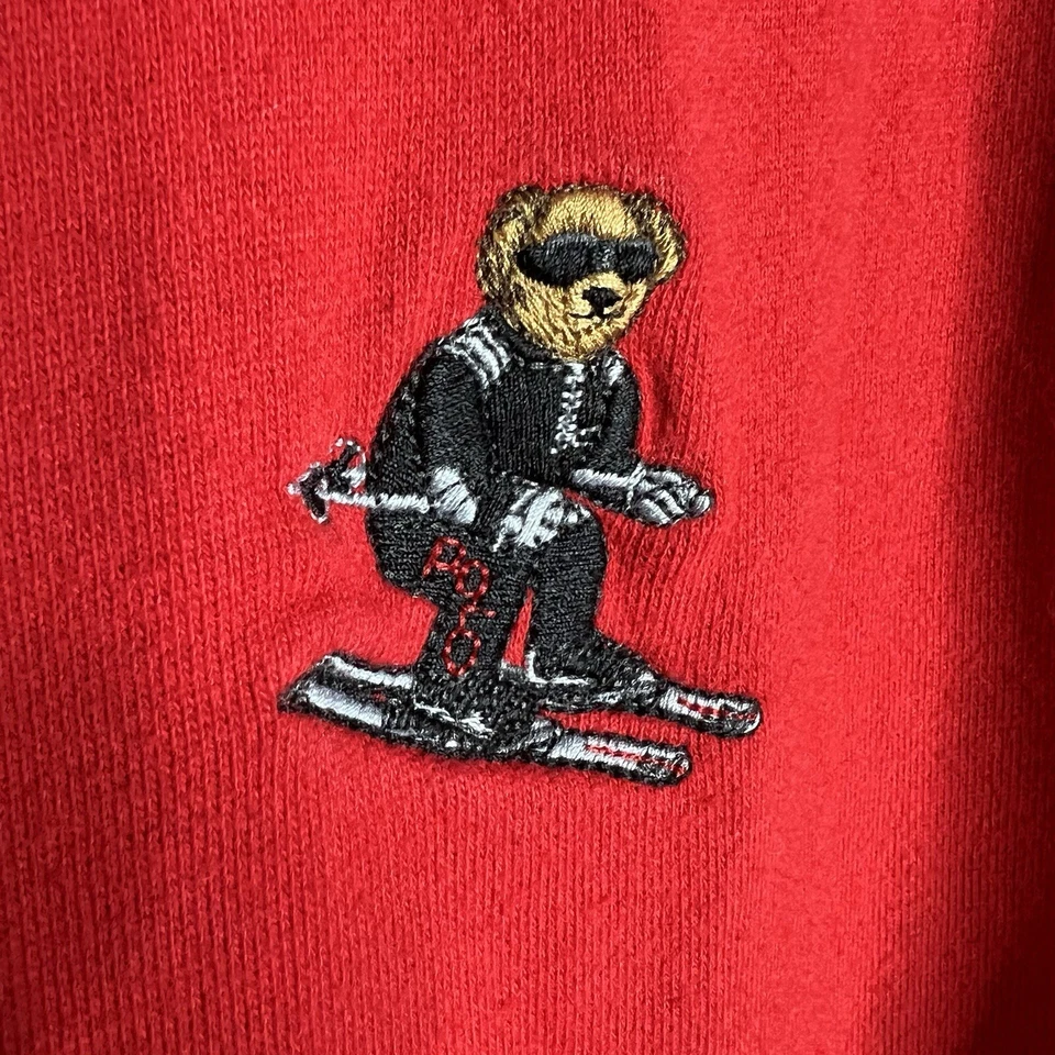 Polo Ralph Lauren Alpino Esquí Polo Oso Pullover Sudadera con Capucha Pequeña Roja Foto 4 de 4