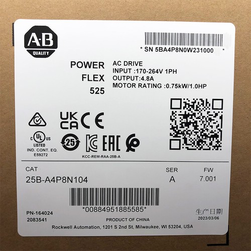 Allen-Bradley 25B-A4P8N104 PowerFlex 525 0,75 kW (1 CV) trasmissione CA - Foto 1 di 6