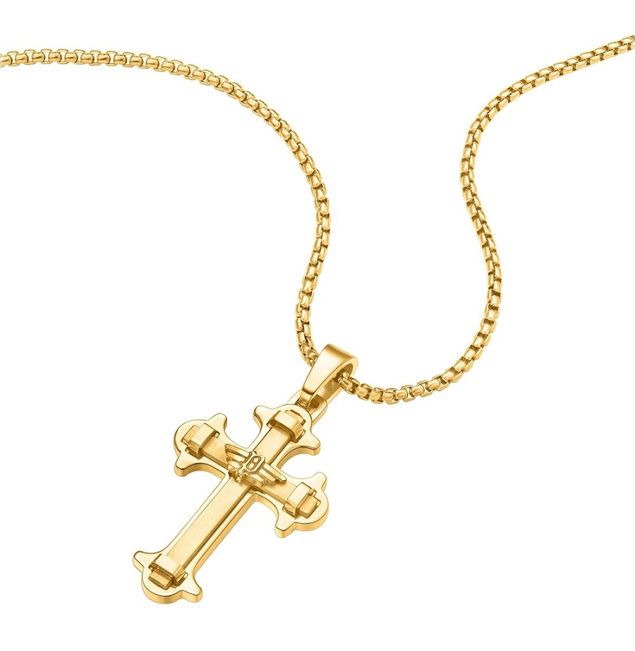 POLICE Steel Gold Coloured Cross Necklace Spirit Peagn0036402-image