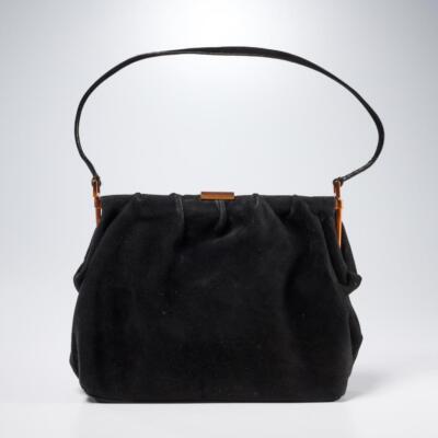 Emmanuel Ungaro Black Suede Top Handle Purse Handbag Vintage UC252392
