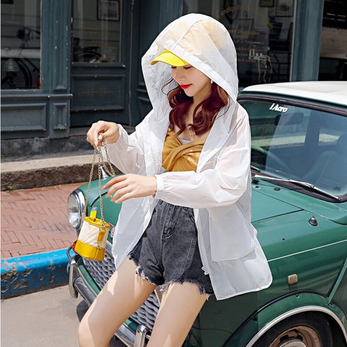Women Thin Sun Protection Hooded Jacket Outwear Zipper Coat Stand Collar Summer - Picture 6 of 12