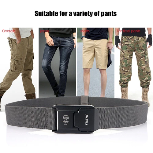 Men Tactical Belt Elastic Belt Strong Nylon Alloy Quick Release Buckle Stretch - Picture 4 of 21
