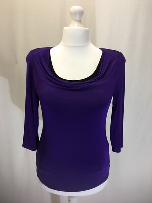 Women's Purple Blouse. Stretch to Fit. Round Neck. 3/4 Sleeves. UK Size  14.