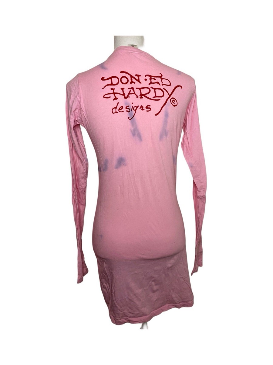 NWOT Y2K Mcbling Pink Ed Hardy long sleeve dress with tie-dye design Sz M | eBay NWOT Y2K Mcbling Pink Ed Hardy long sleeve dress with tie-dye design Sz M | eBay