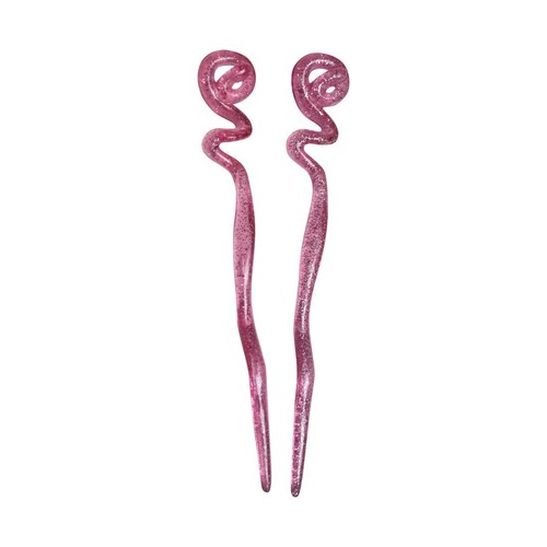 Juego de dos palitos de pelo rosados de 6,25 pulgadas de largo con palillo de diamantes brillantes - Imagen 1 de 12