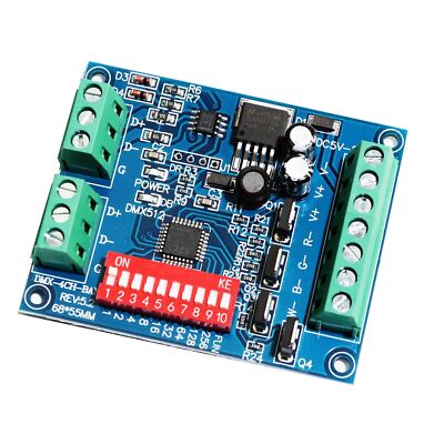 DMX512 Decoder 4CH Kanal 16A RGBW Controller LED Bühnenbeleuchtung CMOS Ausgang