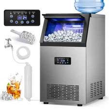 Commercial Ice Maker Machine, 120Lbs/24H with 30Lbs Storage Bin, 40Pcs Ice Cubes