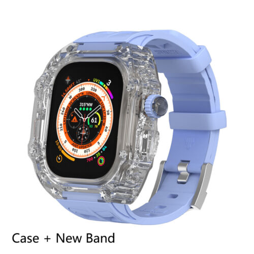 Kit mod custodia trasparente cinturino in gomma per Apple Watch Ultra2 49 mm SE 9876 44/45 MM - Foto 68 di 73