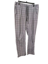 Nautica Women's Lounge Sleep Pants Gray Black Plaid Drawstring Sleepwear Size L