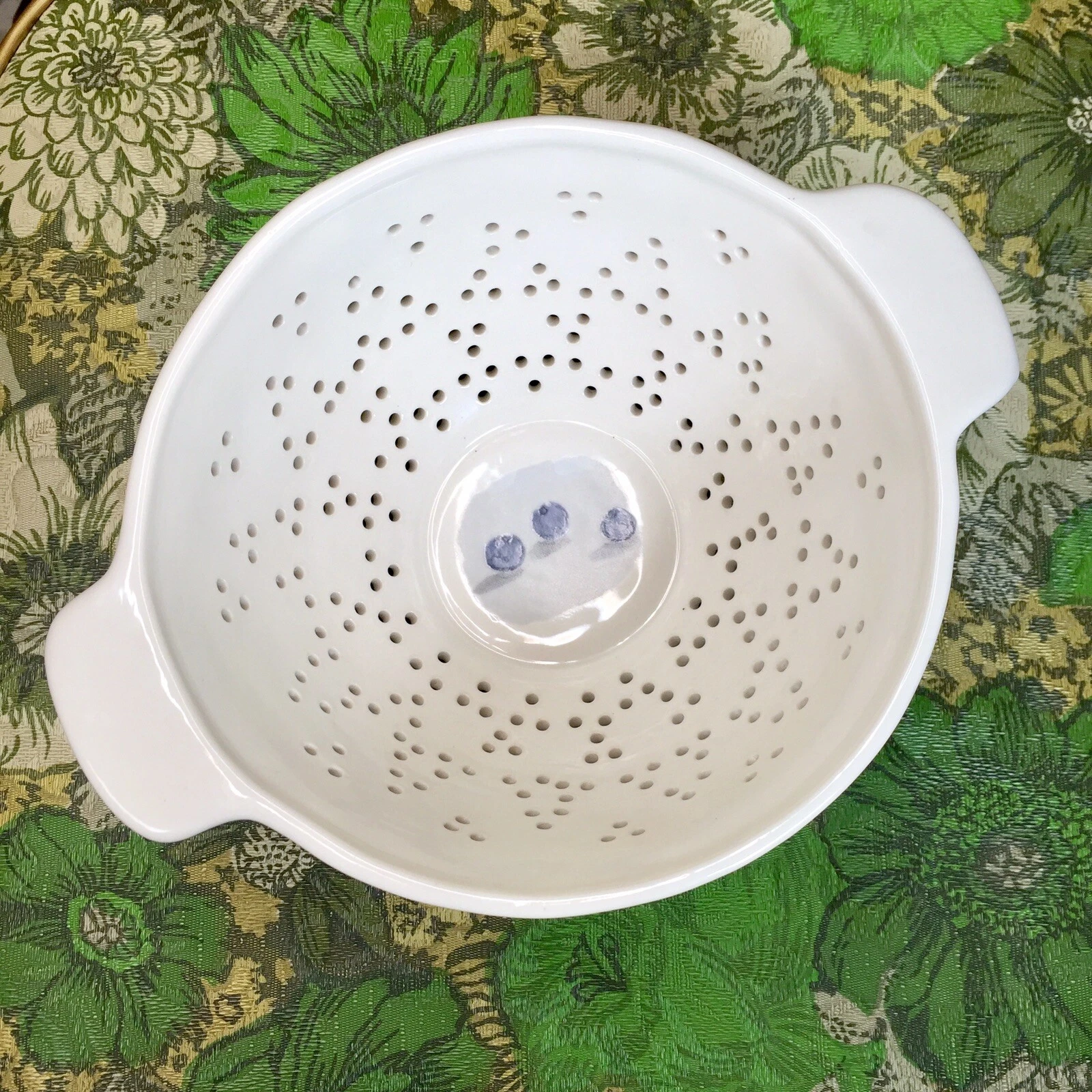 Rae Dunn Ceramic Blueberry Colander Strainer Perforated By Magenta Orchard