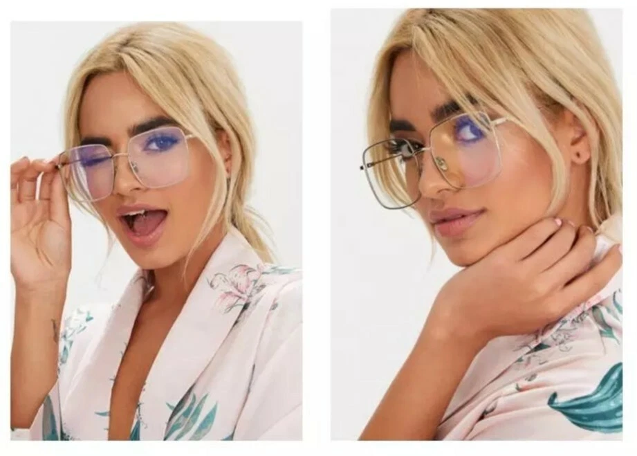 MARKENLOS Blaufilter Blaulichtfilter Brille Hipster Edelstahl ohne Sehstärke + soft bag