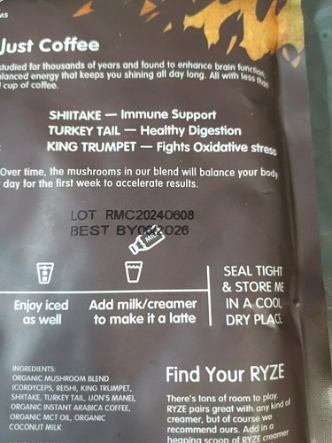 Ryze Mushroom Coffee 3 Bags (90 Servings) Exp 05/2026 - Picture 3 of 3