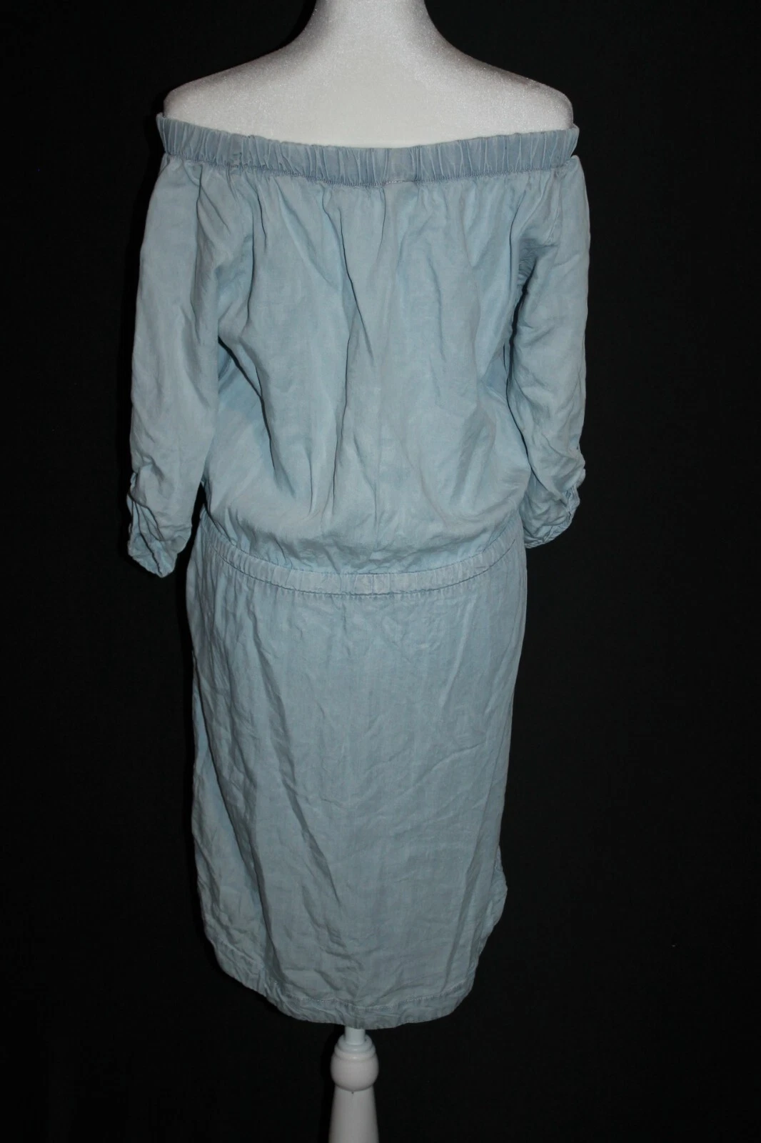 lole off-the-shoulder chambray drawstring waist 