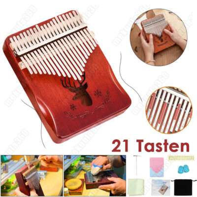 21 Tasten Kalimba Daumenklavier Mahagoni Holz Thumb Piano für Kinder Erwachsene