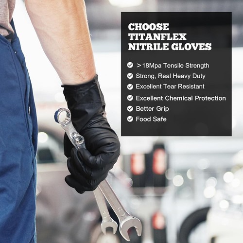 Heavy-Duty Disposable Nitrile Exam Gloves, 6-Mil, Black - Latex & Powder Free - Picture 8 of 11
