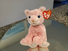 Ty Beanie Babies Pink Carnation The Cat Blue Eyes Plush Stuffed