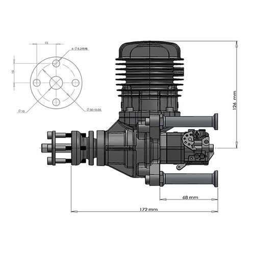 Motor de gas DLE 61CC Cilindro de dos tiempos Escape lateral con CDI y silenciador - Imagen 10 de 12