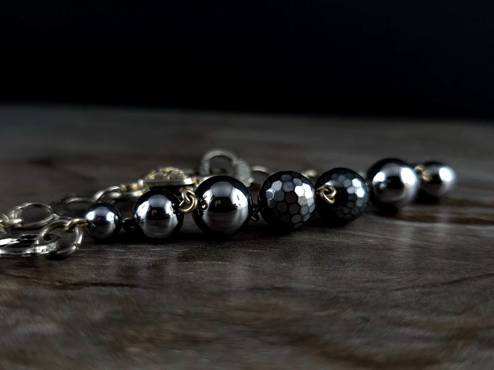 Armband Hämatit Handschellen massiv echt Steine - markant & besonders - Bild 4 von 4