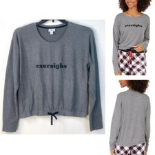 Jenni Womens Tie Waist Pajama Top Pewter Heather Exersighs Choose Size New