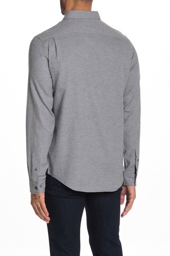 $78 Report Collection Solid Slim Fit Flannel Shirt , Light Gray , Size XL - Picture 2 of 2