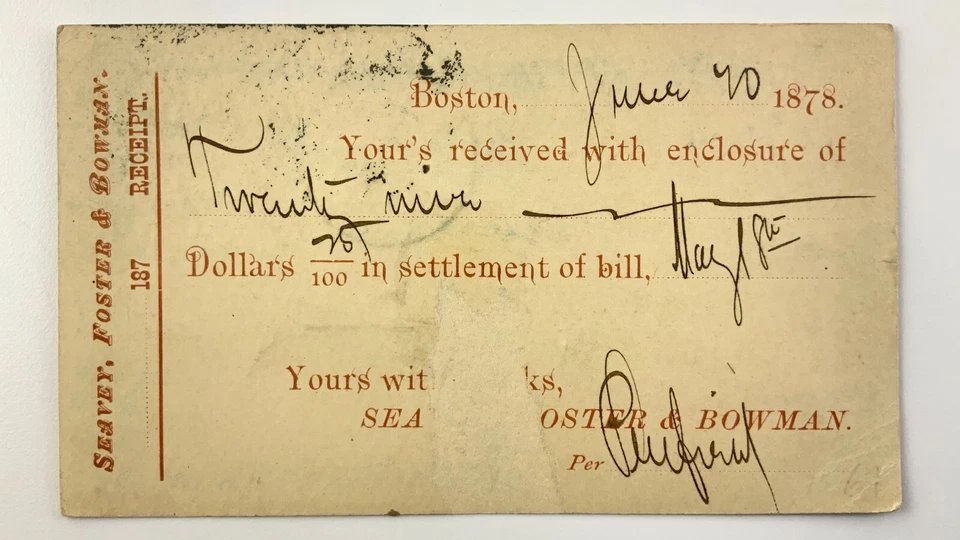 Antique US Postage One Cent Postal Card 1878 Boston Mass Postcard HH321 - Image 2 of 4