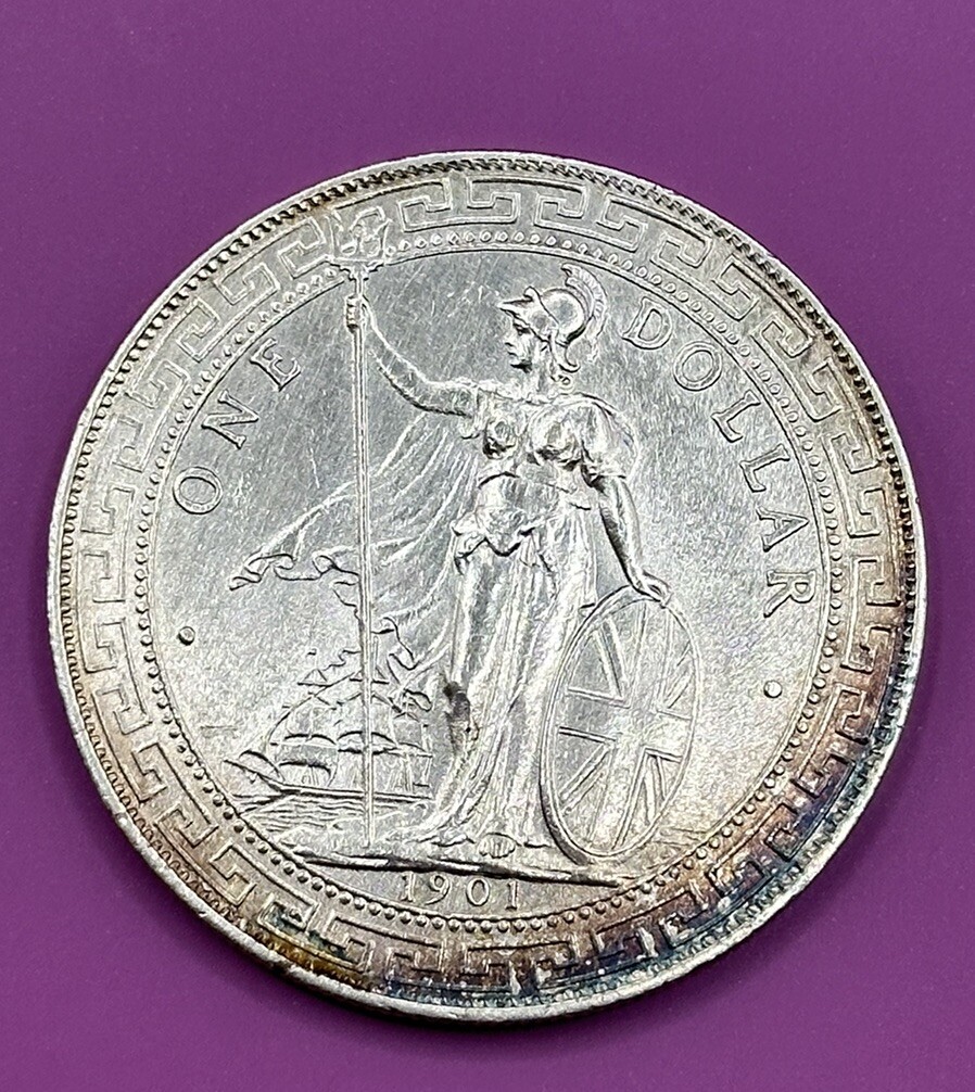 中国銀幣　香港　イギリス貿易銀 Dollar 1901 C上品　1897 B無し 1901 B Great Britain Trade Dollar Silver $1 Coin Bombay Mint