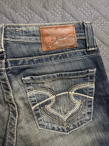 Capris de mezclilla Big Star Casey K tiro bajo para mujer talla 28 bordado desgastado - Imagen 20 de 20