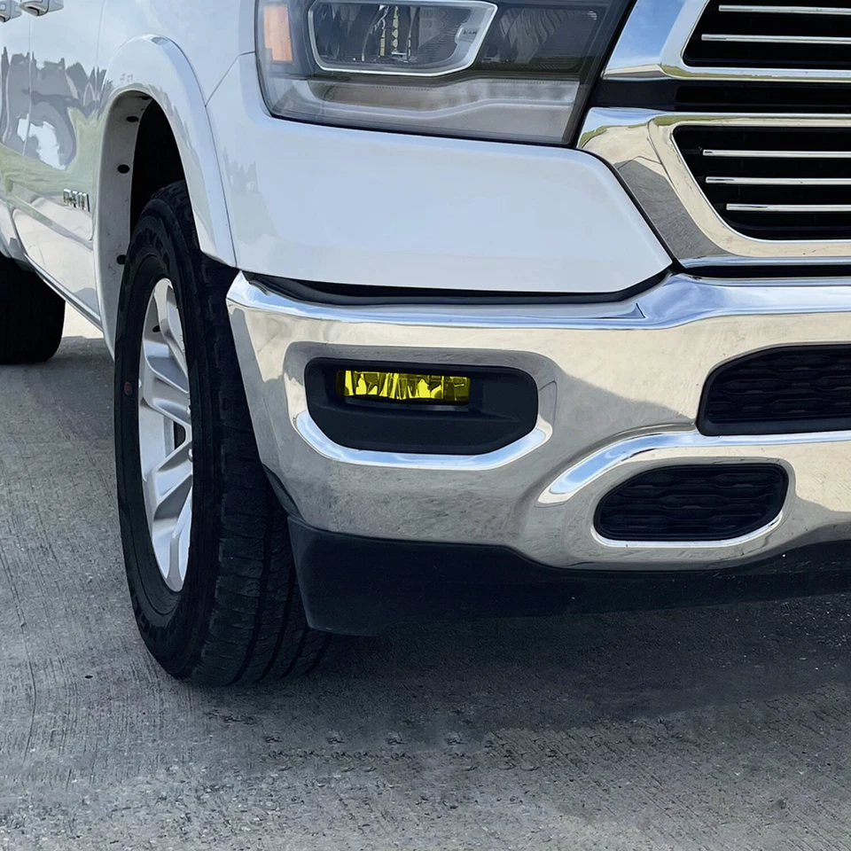 FOR 19-23 Dodge Ram 1500 Fog Light YELLOW Precut Vinyl Tint Overlays - Image 3 of 4