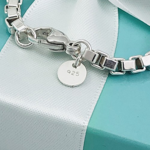 8.5" Large Tiffany & Co Venetian Box Link Bracelet Mens Unisex FREE Shipping - Picture 3 of 6