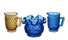 Fenton Hobnail Colonial Amber and Blue Mini Creamers, Vase