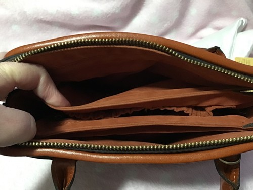 Patricia Nash Embossed, Gold Inlay Cinnamon Leather Paris Satchel Missing Strap - Picture 17 of 23