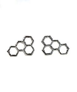 Stainless Steel Polished Honeycomb Post Earrings 