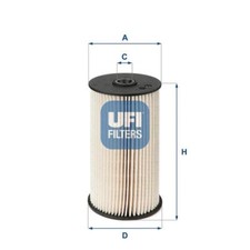 UFI Fuel Filter Insert 136.5mm Height Fits Audi Seat Skoda VW 26.007.00