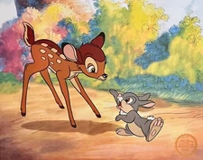 Disney BAMBI & THUMPER Limited Edition Sericel Animation Art Cel 11x14"