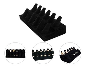 12 Slots Black Velvet Ring Finger Display Jewelry Holder Retail 12 Slots Black Velvet Ring Finger