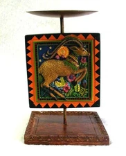Candle Plant Stand MARSHA MCCARTHY for SILVESTRI "Amazonia" Hand Painted 7-1/2"
