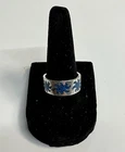 Vtg. Native Sterling Silver .925 Sunburst Crushed Turquoise Inlay Ring Sz. 7.5
