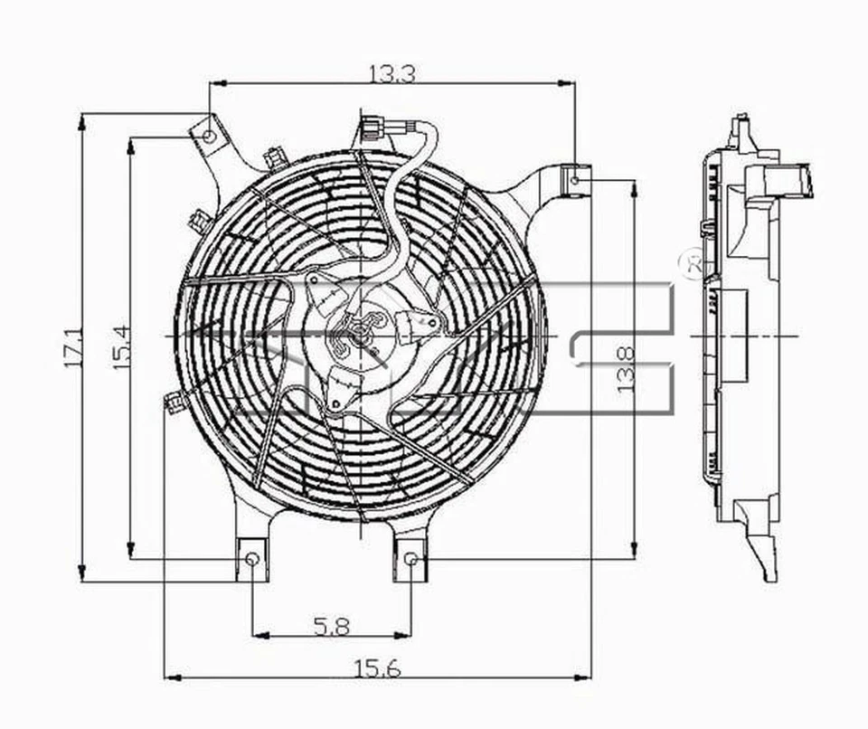 Conjunto de ventilador condensador aire acondicionado TYC 610630 para 01-04 Nissan Frontier Xterra Foto 4 de 4