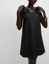 Marks & Spencer Womens Black Cotton Mini Women Dress - M&S