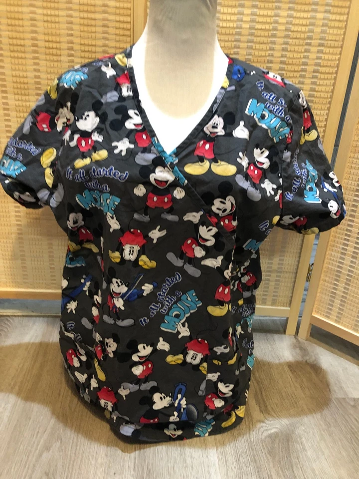 Blusa Médica Exfoliante Dibujos Animados Disney Mickey Todo Comenzó Con Un Ratón Grande L H301 Foto 3 de 4