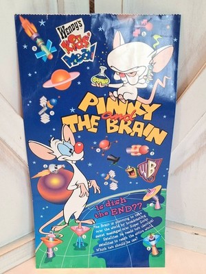 Wendy's Kids' Meal Pinky The Brain/Dexter's Quest for Camelot Paper Bag 1997