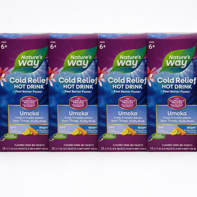 Lot of 4 Nature's Way Umcka Cold Relief Hot Drink Day & Night Lemon Honey-Lemon