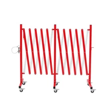 GYMTIME Industrial Expandable Metal Barricade, 16 Feet, Red and White, Easily...