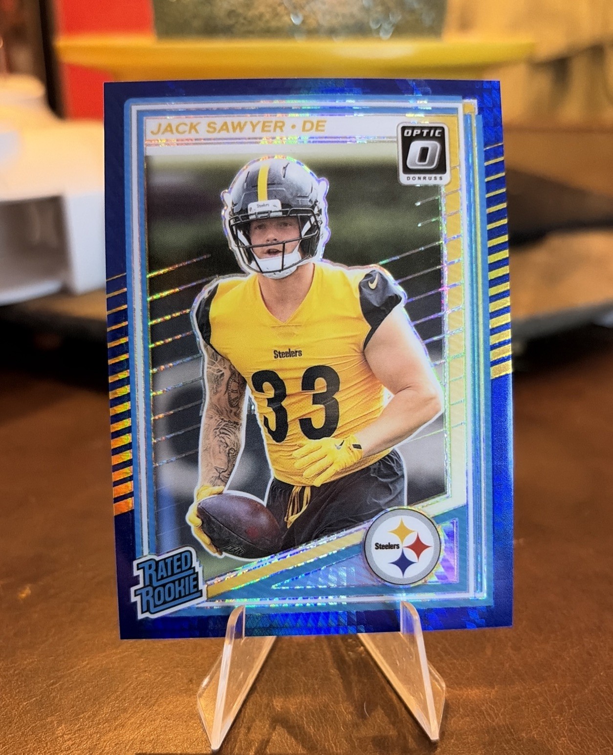 2025 Donruss Optic Jack Sawyer Blue Hyper Prizm Rookie Card 220 Steelers RC